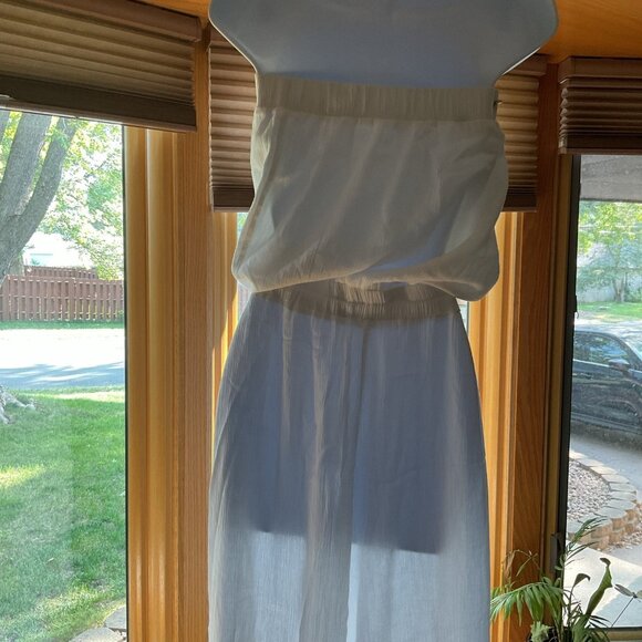 White Strapless Maxi Jumpsuit With Elastic Waist & Tie Belt Size M - Picture 11 of 11